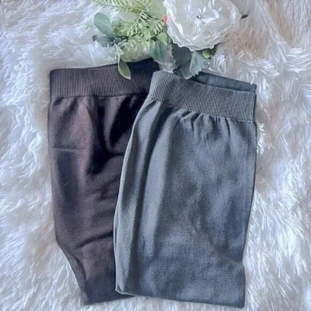 Fashion Bug NWOT Set of 2 Opaque Leggings Grey & Brown S/M